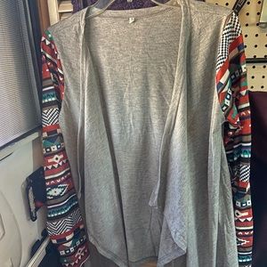 Cardigan with Printed Sleeves